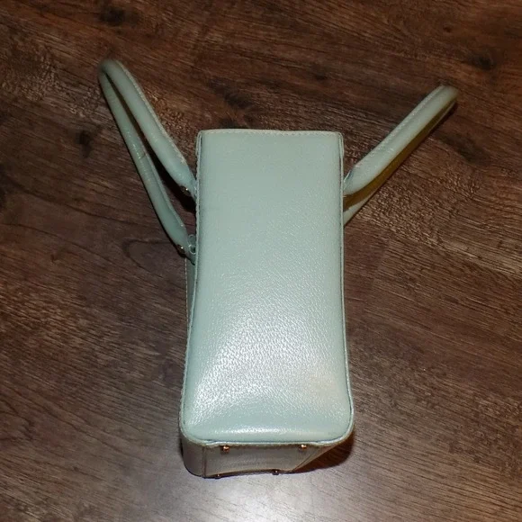 Kate Spade Pebbled Leather Satchel Women Medium Mint Green Good Triple Section - Picture 15 of 16